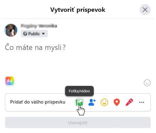 facebook: pridať fotku alebo video